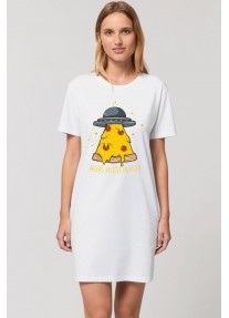 Дамска тениска рокля MadColors - Aliens Believe In Pizza